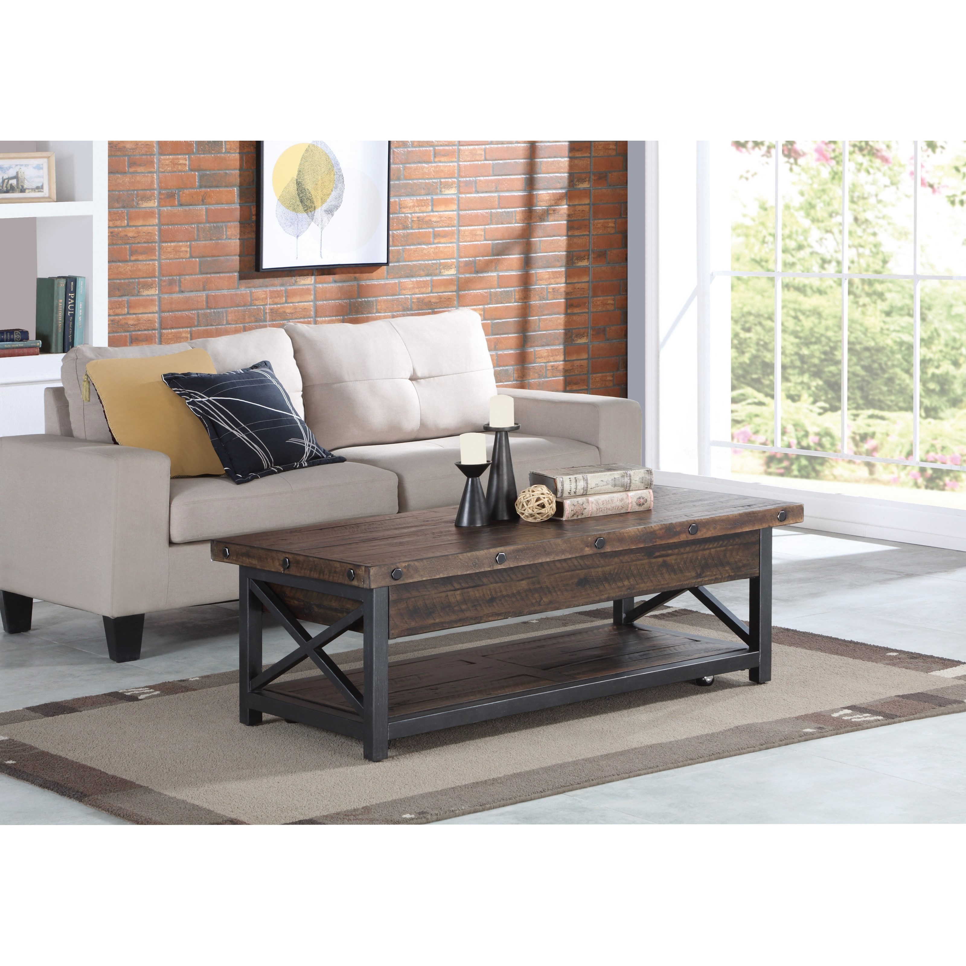 Carpenter 6722-0311 Rectangle Lift-Top Cocktail Table with Exposed